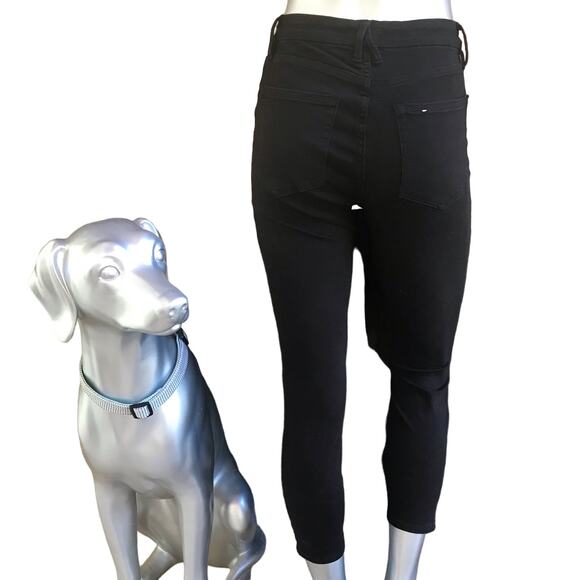 Good American Good Waist Side Slit Crop Jeans GWCSS001T Black Women’s Size 6/28 - Picture 3 of 7